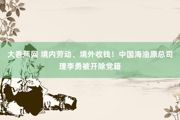 大香蕉网 境内劳动、境外收钱！中国海油原总司理李勇被开除党籍