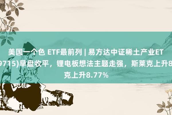 美国一个色 ETF最前列 | 易方达中证稀土产业ETF(159715)早盘收平，锂电板想法主题走强，斯莱克上升8.77%