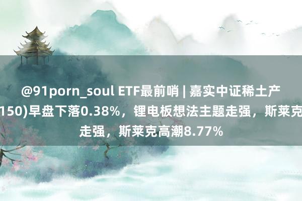 @91porn_soul ETF最前哨 | 嘉实中证稀土产业ETF(516150)早盘下落0.38%，锂电板想法主题走强，斯莱克高潮8.77%