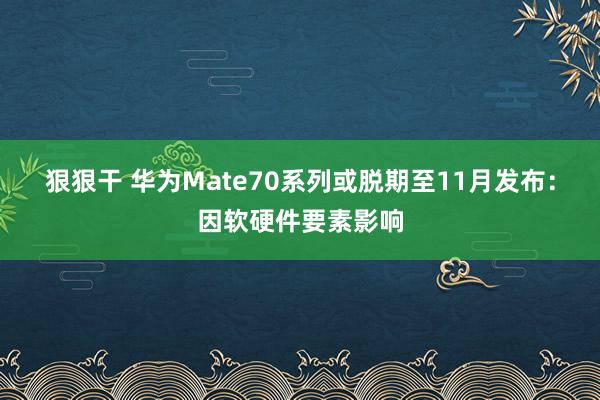 狠狠干 华为Mate70系列或脱期至11月发布：因软硬件要素影响