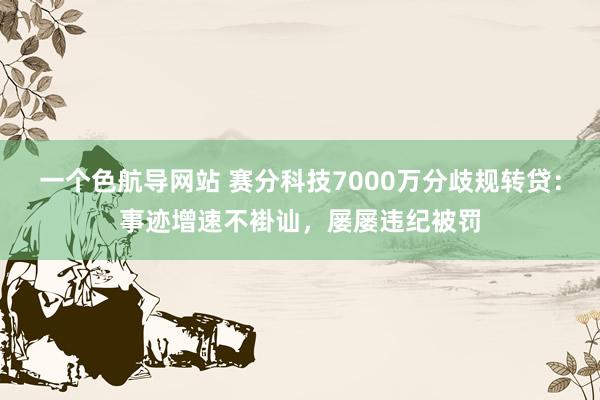 一个色航导网站 赛分科技7000万分歧规转贷：事迹增速不褂讪，屡屡违纪被罚