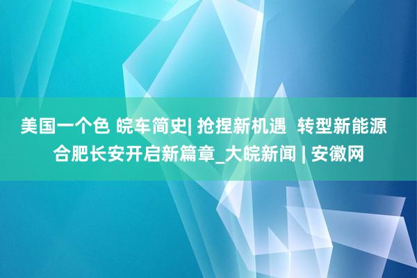 美国一个色 皖车简史| 抢捏新机遇  转型新能源  合肥长安开启新篇章_大皖新闻 | 安徽网