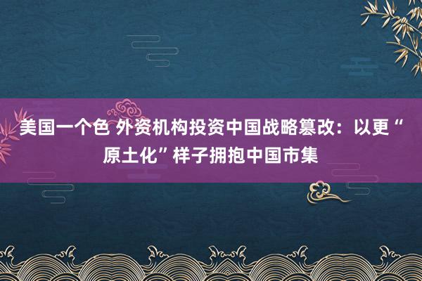 美国一个色 外资机构投资中国战略篡改：以更“原土化”样子拥抱中国市集