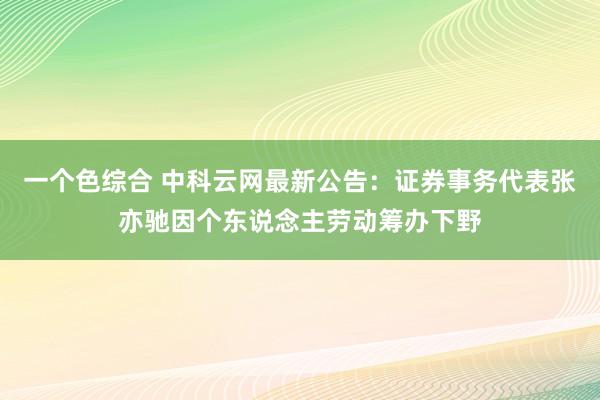 一个色综合 中科云网最新公告：证券事务代表张亦驰因个东说念主劳动筹办下野