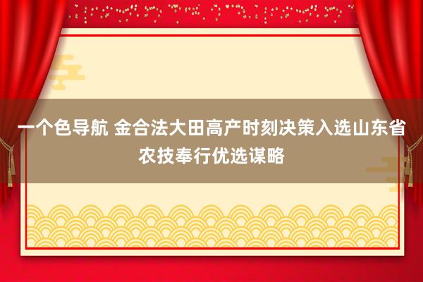 一个色导航 金合法大田高产时刻决策入选山东省农技奉行优选谋略