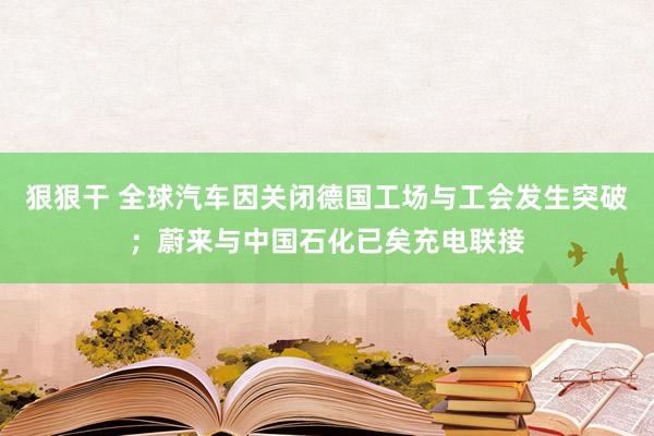 狠狠干 全球汽车因关闭德国工场与工会发生突破；蔚来与中国石化已矣充电联接