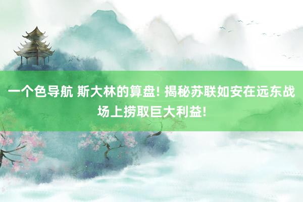 一个色导航 斯大林的算盘! 揭秘苏联如安在远东战场上捞取巨大利益!