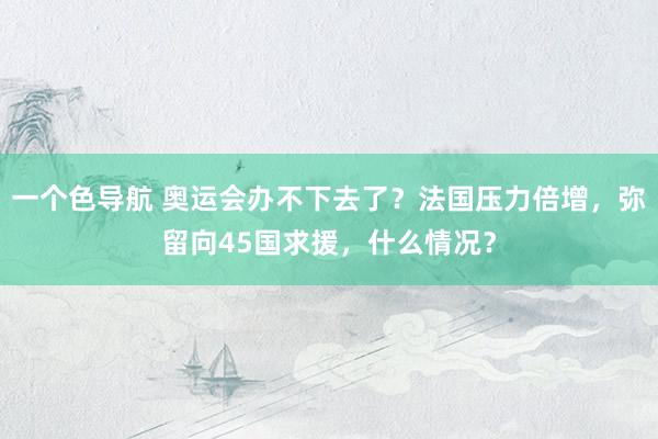 一个色导航 奥运会办不下去了？法国压力倍增，弥留向45国求援，什么情况？