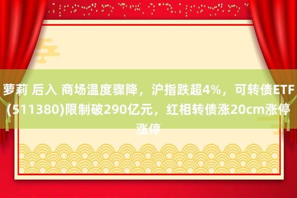 萝莉 后入 商场温度骤降，沪指跌超4%，可转债ETF(511380)限制破290亿元，红相转债涨20cm涨停