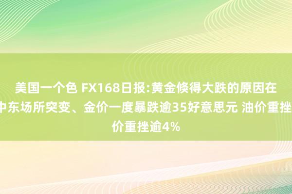 美国一个色 FX168日报:黄金倏得大跌的原因在这！中东场所突变、金价一度暴跌逾35好意思元 油价重挫逾4%