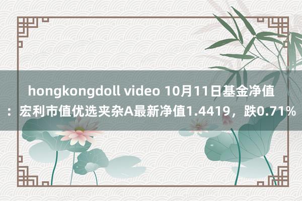 hongkongdoll video 10月11日基金净值：宏利市值优选夹杂A最新净值1.4419，跌0.71%