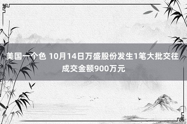 美国一个色 10月14日万盛股份发生1笔大批交往 成交金额900万元