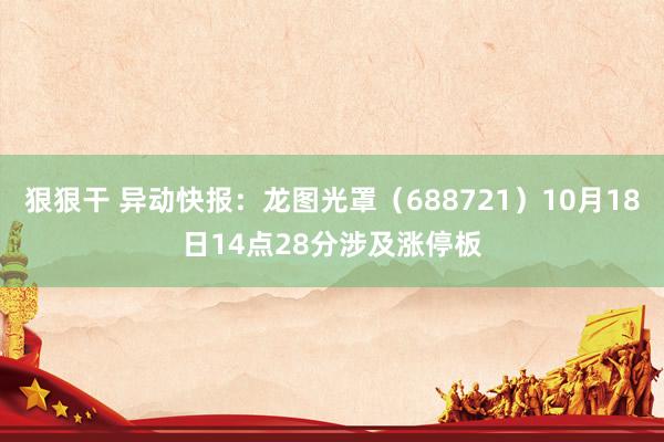 狠狠干 异动快报：龙图光罩（688721）10月18日14点28分涉及涨停板