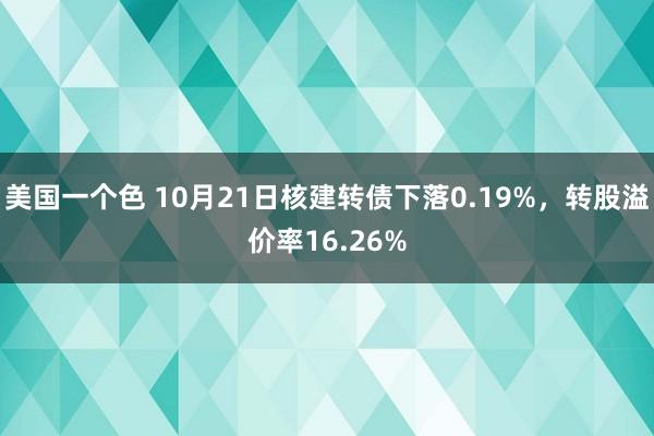 美国一个色 10月21日核建转债下落0.19%，转股溢价率16.26%