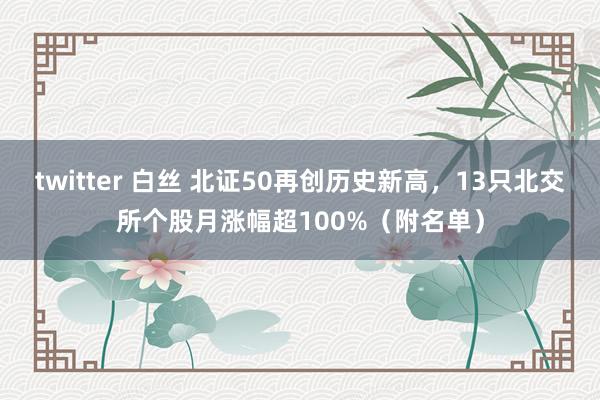 twitter 白丝 北证50再创历史新高，13只北交所个股月涨幅超100%（附名单）