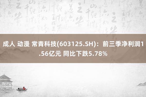 成人 动漫 常青科技(603125.SH)：前三季净利润1.56亿元 同比下跌5.78%