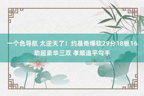 一个色导航 太逆天了！约基奇爆砍29分18板16助超豪华三双 孝顺追平勾手