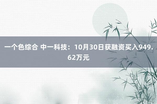 一个色综合 中一科技：10月30日获融资买入949.62万元