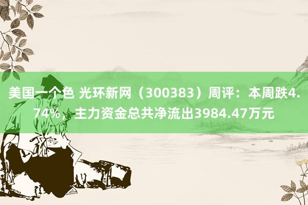 美国一个色 光环新网（300383）周评：本周跌4.74%，主力资金总共净流出3984.47万元