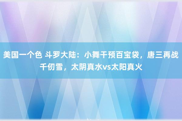 美国一个色 斗罗大陆：小舞干预百宝袋，唐三再战千仞雪，太阴真水vs太阳真火