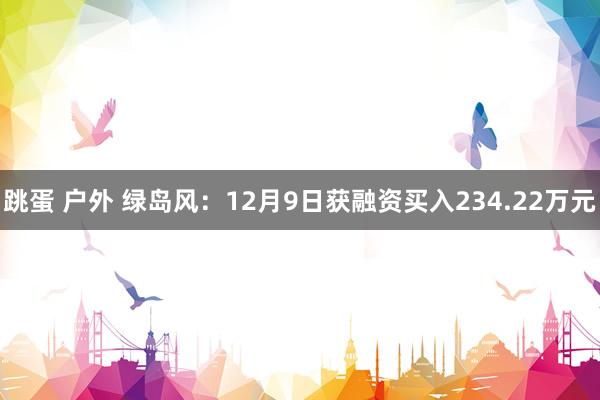 跳蛋 户外 绿岛风：12月9日获融资买入234.22万元