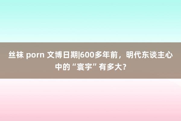 丝袜 porn 文博日期|600多年前，明代东谈主心中的“寰宇”有多大？