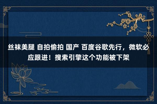 丝袜美腿 自拍偷拍 国产 百度谷歌先行，微软必应跟进！搜索引擎这个功能被下架