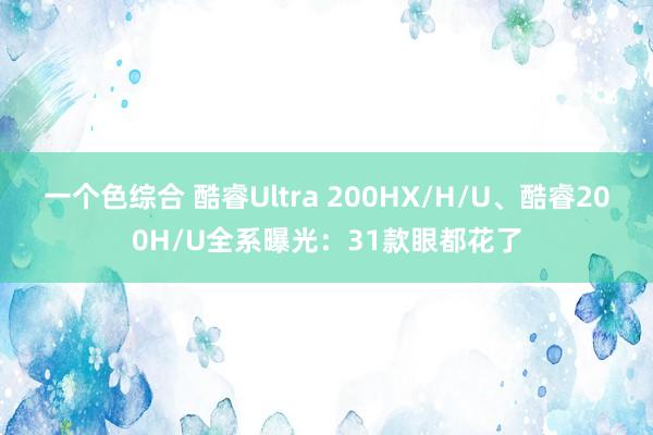 一个色综合 酷睿Ultra 200HX/H/U、酷睿200H/U全系曝光：31款眼都花了