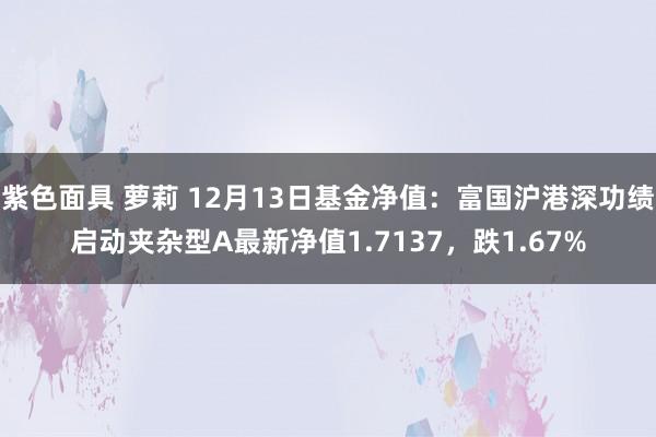 紫色面具 萝莉 12月13日基金净值：富国沪港深功绩启动夹杂型A最新净值1.7137，跌1.67%