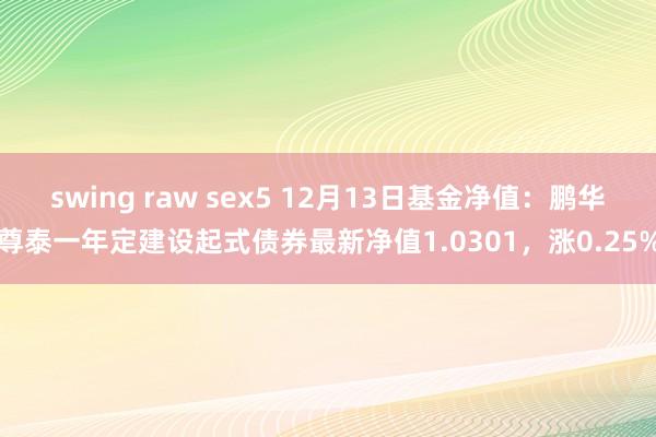 swing raw sex5 12月13日基金净值：鹏华尊泰一年定建设起式债券最新净值1.0301，涨0.25%