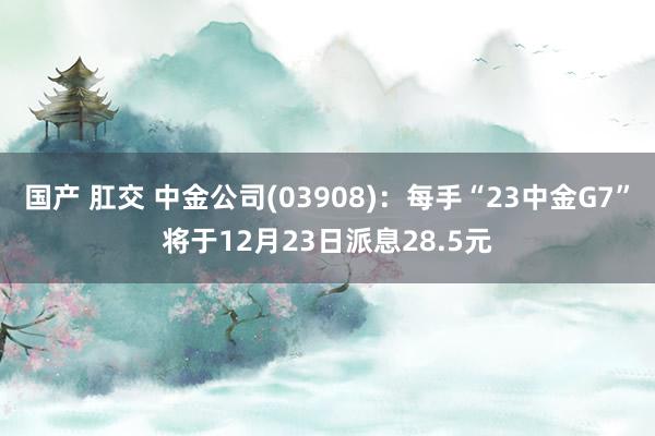 国产 肛交 中金公司(03908)：每手“23中金G7”将于12月23日派息28.5元