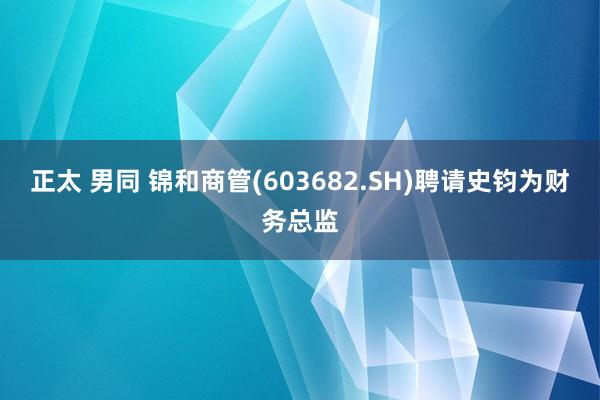 正太 男同 锦和商管(603682.SH)聘请史钧为财务总监