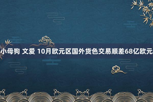 小母狗 文爱 10月欧元区国外货色交易顺差68亿欧元