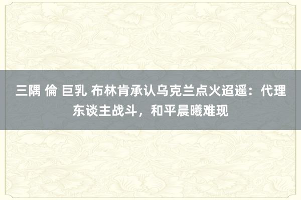 三隅 倫 巨乳 布林肯承认乌克兰点火迢遥：代理东谈主战斗，和平晨曦难现