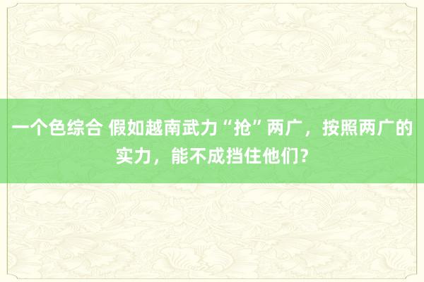 一个色综合 假如越南武力“抢”两广，按照两广的实力，能不成挡住他们？