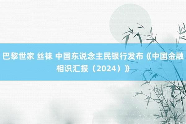 巴黎世家 丝袜 中国东说念主民银行发布《中国金融相识汇报（2024）》