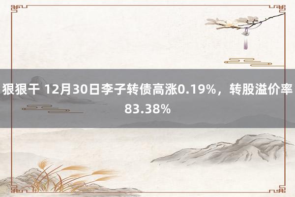 狠狠干 12月30日李子转债高涨0.19%，转股溢价率83.38%