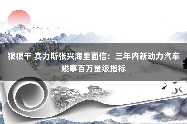 狠狠干 赛力斯张兴海里面信：三年内新动力汽车竣事百万量级指标