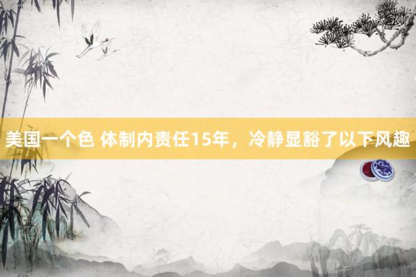 美国一个色 体制内责任15年，冷静显豁了以下风趣