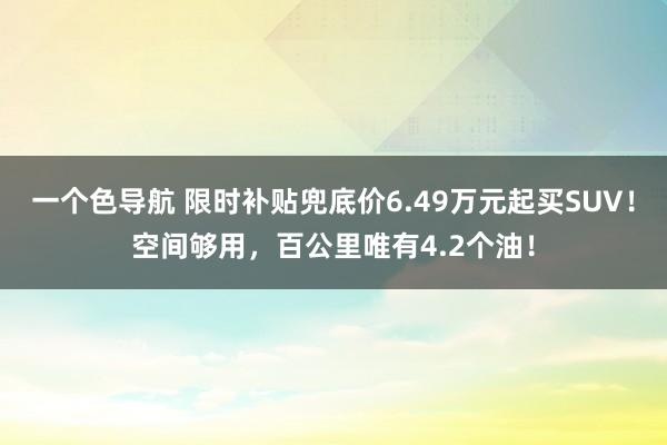 一个色导航 限时补贴兜底价6.49万元起买SUV！空间够用，百公里唯有4.2个油！