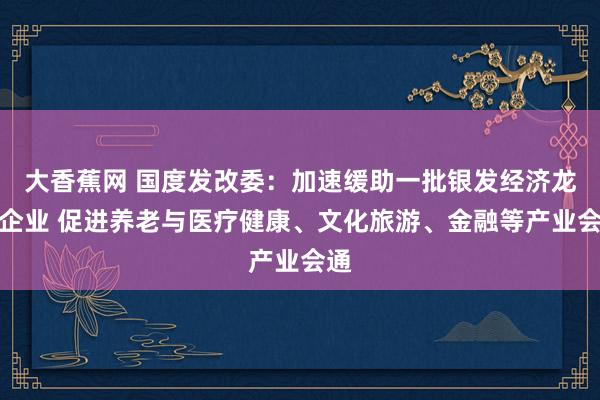 大香蕉网 国度发改委：加速缓助一批银发经济龙头企业 促进养老与医疗健康、文化旅游、金融等产业会通