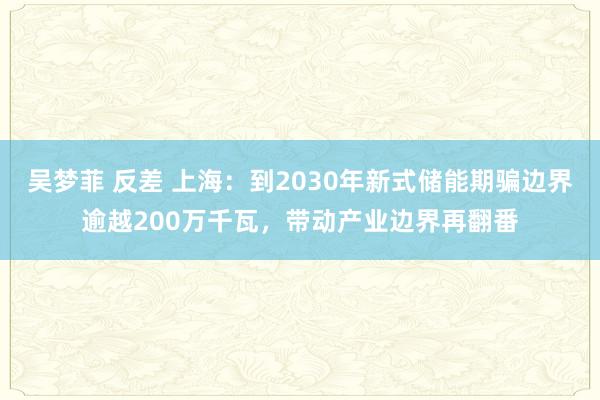 吴梦菲 反差 上海：到2030年新式储能期骗边界逾越200万千瓦，带动产业边界再翻番