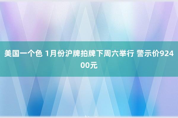 美国一个色 1月份沪牌拍牌下周六举行 警示价92400元