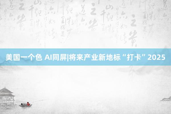 美国一个色 AI同屏|将来产业新地标“打卡”2025